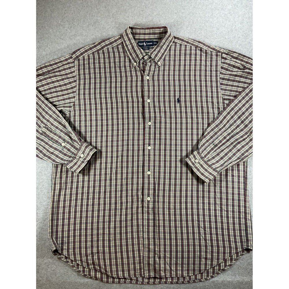 Ralph Lauren Blaire Mens XL Plaid Button Down Shirt Cotton Long Sleeve 1708